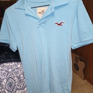 Men's shirt sleeve casual polo style Hollister baby blue